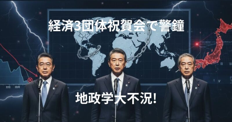 経済3団体祝賀会で警鐘
地政学大不況のイメージ画像