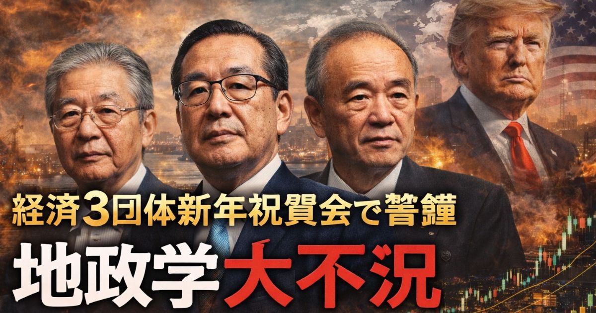 経済3団体祝賀会で警鐘 地政学大不況のイメージ画像