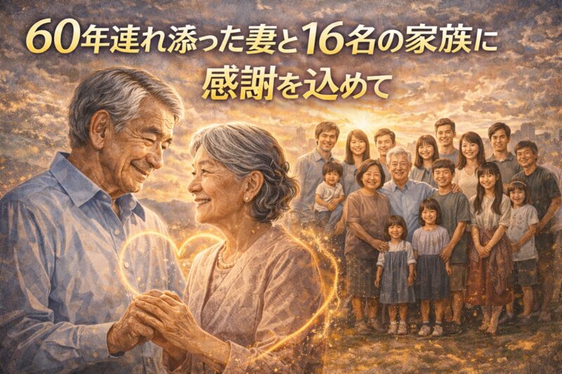79歳の筆者が語る、60年連れ添った妻と16名の家族との絆のイメージ画像