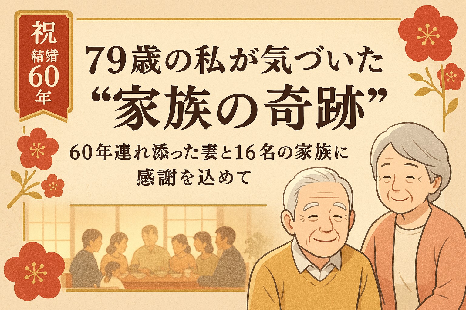 79歳の筆者が語る、60年連れ添った妻と16名の家族との絆のイメージ画像