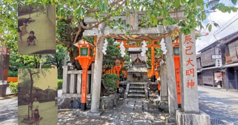 サクラの名所京都祇園辰巳神社・昭和時代は市民の憩いの場所でした、現在は殆どが観光客です。