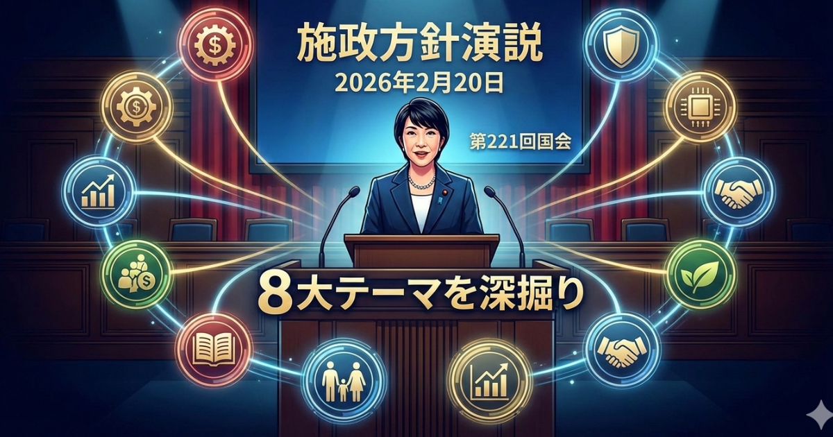 高市早苗首相 施政方針演説2026年2月20日｜8大テーマを深掘りのイメージ画像