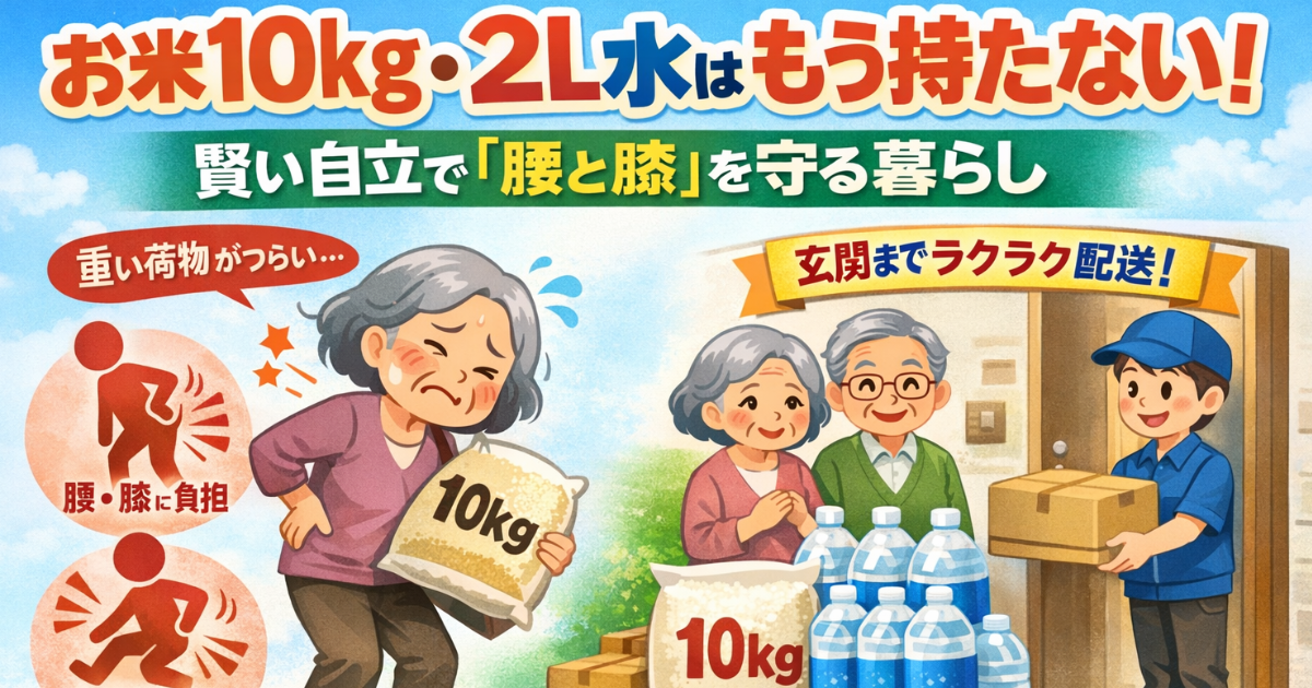 高齢者の買い物負担を軽減｜お米10kg・2L水を玄関配送で腰と膝を守る賢い自立術【Amazon活用法】のイメージ画像