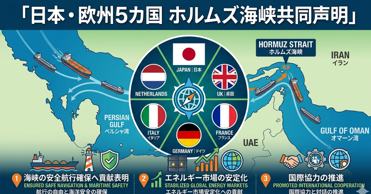 日本・欧州5カ国ホルムズ海峡共同声明の全内容のイメージ画像