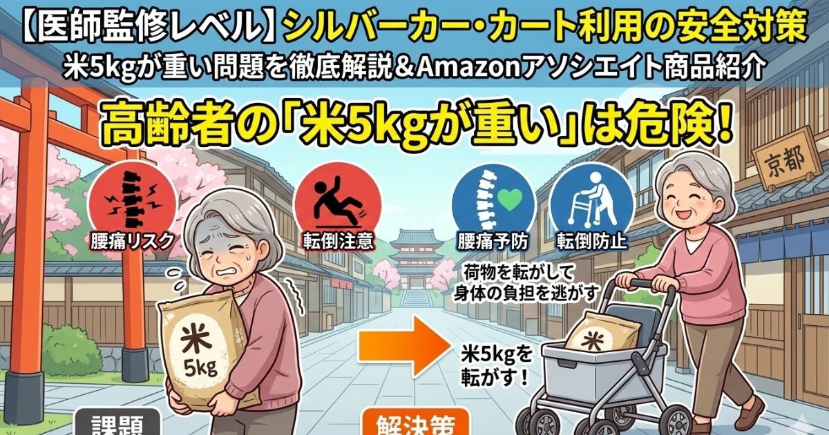 重い買い物シルバーカー活用のイメージ画像