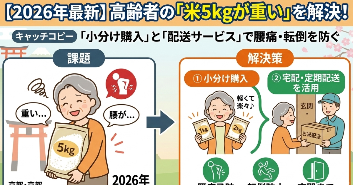 高齢者が重い荷物を持つことのリスクのイメージ画像